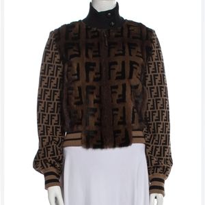 FENDI FF LOGO MINK FUR BOMBER JACKET SZ SMALL